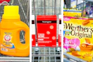 collage image of arm & hammer detergent, neutrogena acne patches, and werthers caramels