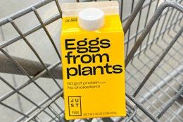 just egg plant based eggs in a shopping cart