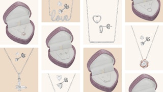 macys Giani Bernini 2-Piece Set Cubic Zirconia Necklace & Stud Earrings in Sterling Silver stock image collage 2 2022