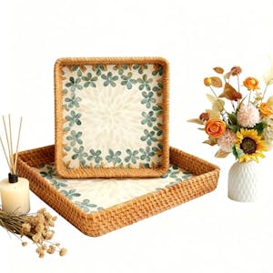 Rattan Tray w/ Mother of Pearl Inlay