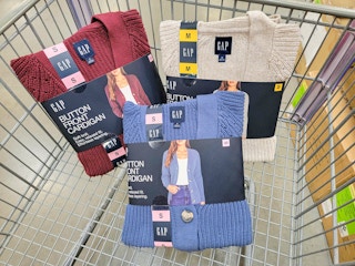 gap cardigans in a cart