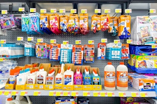 area shot of scissors and glue