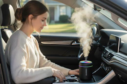a woman using a humidifier
