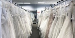 wedding dresses inside of a davids bridal store