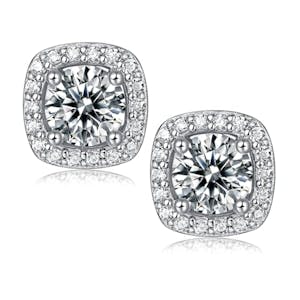 Moissanite Halo Stud Earrings