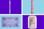 collage with cosmetic items from the nyx bridgerton collection