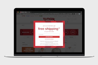 a sign up for the newsletter for free shipping on the TJMaxx website