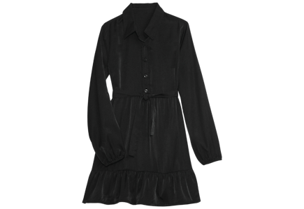 Satin Tiered Shirtdress