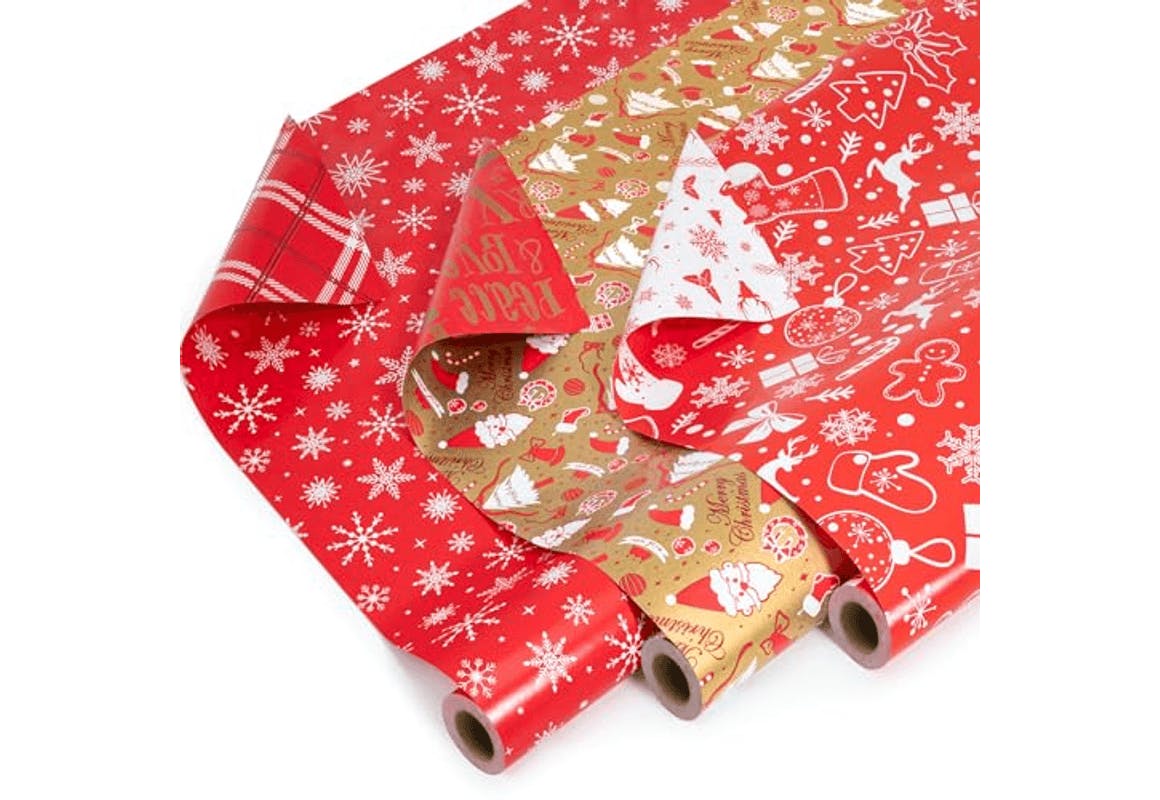 3 Christmas Wrapping Paper Rolls