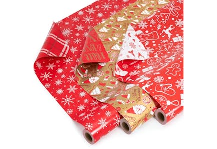 3 Christmas Wrapping Paper Rolls