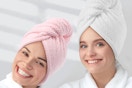 women wearing microfiber hair towels