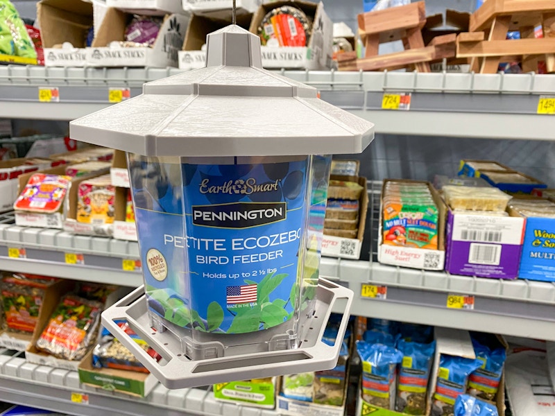 pennington bird feeder hanging in walmart seed aisle