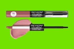 revlon lip color on a green background