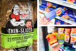 dave's killer bread, barilla pasta, and tyson chicken side by side