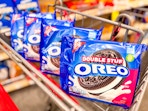 4 packages of oreos in a cart