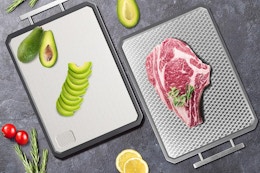 Dual-Sided Stainless Steel Cutting Board, Just $9 on Amazon card image
