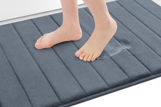 Person Stepping on Memory Foam Bath Mat