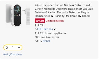 Carbon monoxide detector Amazon receipt