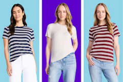 Models wearing Time and Tru women's boxy tees