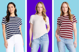 Models wearing Time and Tru women's boxy tees