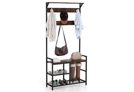Costway Hall Tree With Shoe Bench