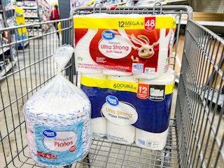 great value paper products in walmart cart