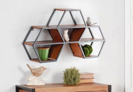 Wood and Metal Floating Shelf, Under $35 at The Home Depot (Reg. $139) card image