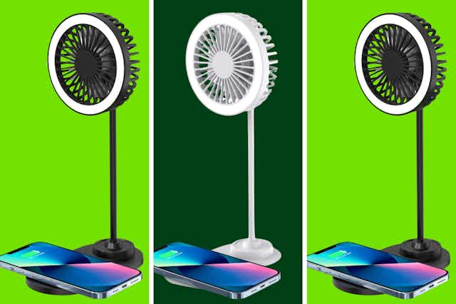 3-in-1 Fan With Wireless Charger and LED Light, Just $16 at Daily Steals card image