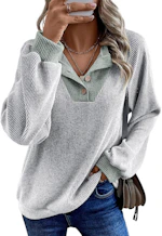 Women's V-Neck Button Sweatshirt