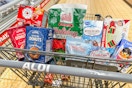 holiday food items in an Aldi cart