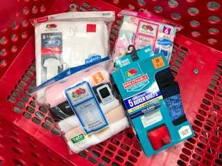 fruit of the loom underwear and apparel in a target cart