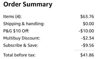 Gain Aroma Boost laundry detergent Amazon receipt