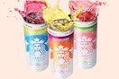 three colorful cans of drinks