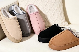 different colored slippers on a chair