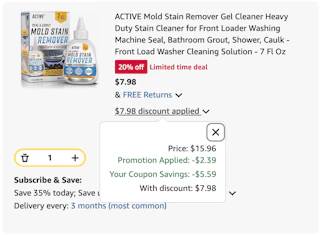 Mold stain remover Amazon receipt