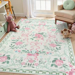Floral and Bow Nursery Rug