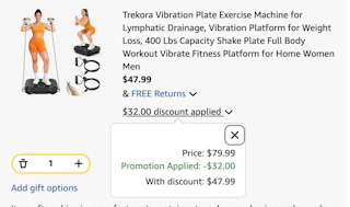 vibration plate Amazon receipt