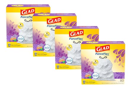 4 Glad ForceFlex Trash Bags