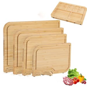 Bamboo Cutting Board Set with Stand