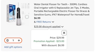 water flosser Amazon receipt