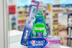 Oral-B, Scope, and Crest products on a store display