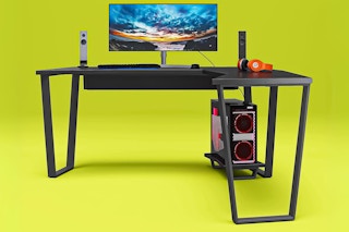 Stock photo of Ntense Gaming Desk with yellow/green background
