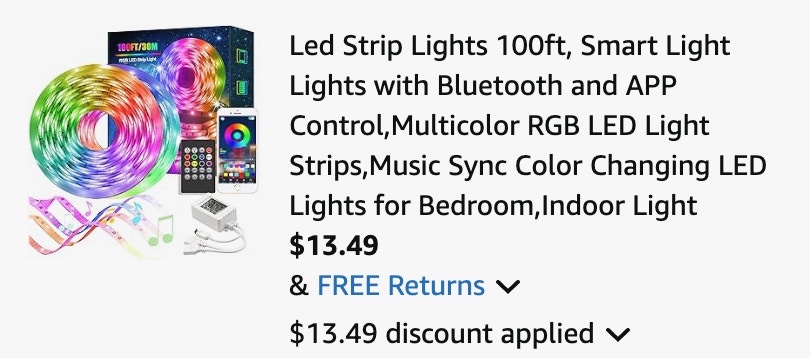 LED lights Amazon receipt