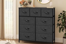 9-Drawer Fabric Dresser, Just $53 on Amazon card image