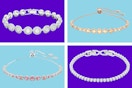 Swarovski Una Angelic Bracelet with White Crystals on a Rhodium Plated Setting, Swarovski Emily Tennis Bracelet Jewelry Collection
