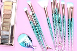 a makeup brush set near eyeshadow