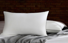 two pillows on a bed