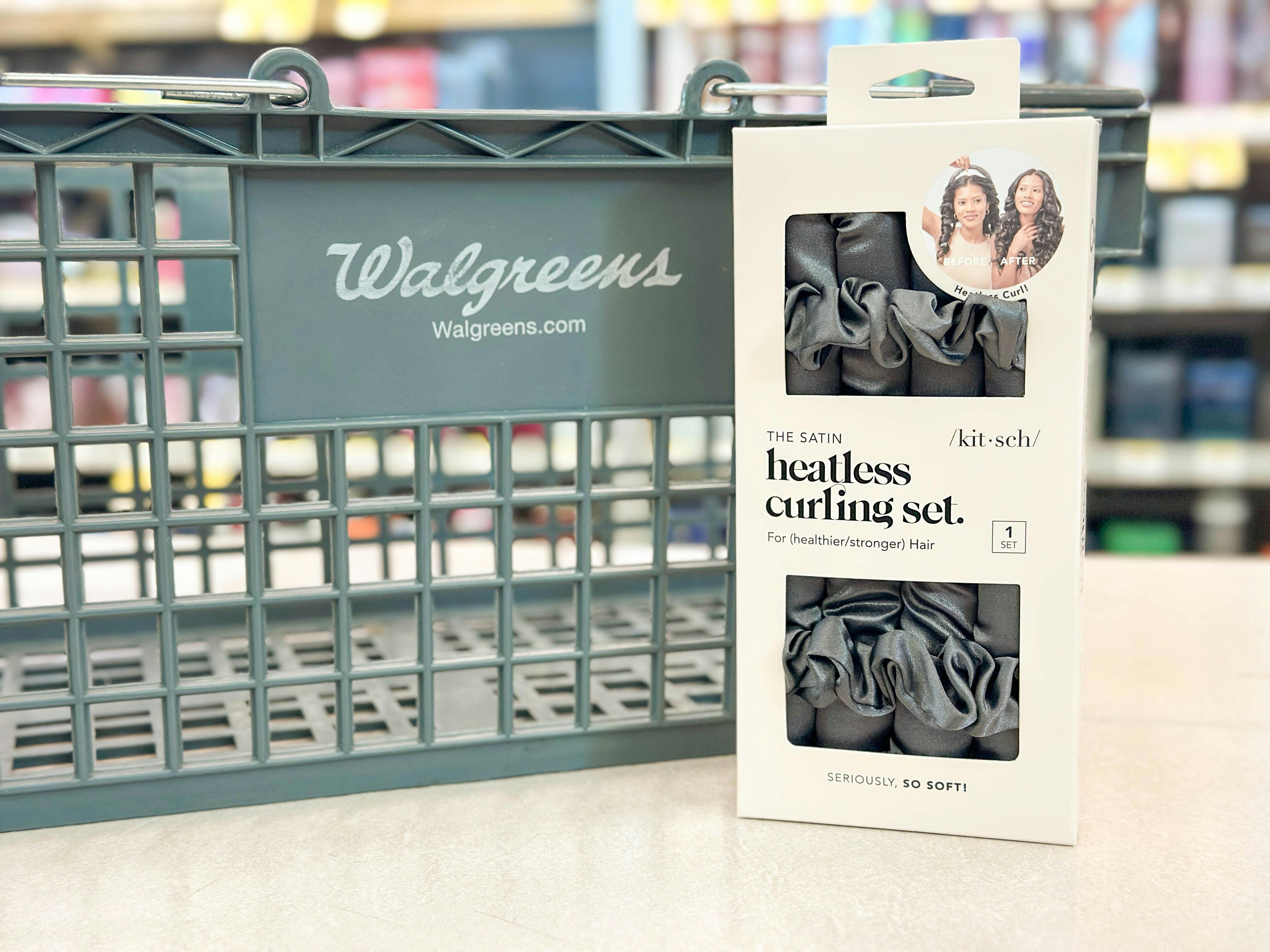 kitsch heatless curling set on counter in walgreens