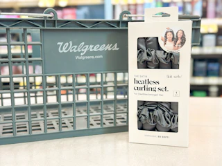 kitsch heatless curling set on counter in walgreens
