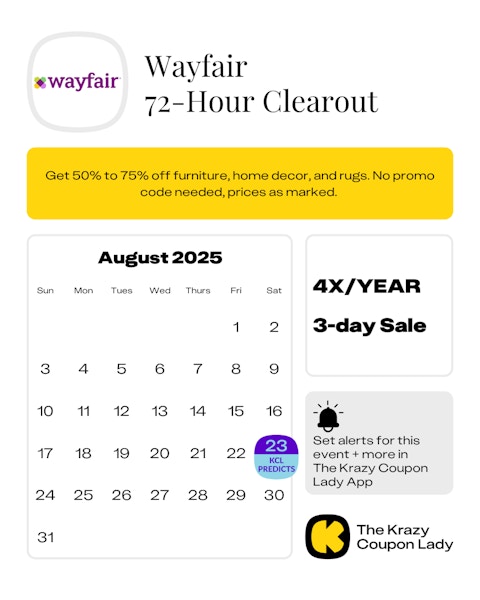 Wayfair 72-Hour Clearout Sale 2025 Date